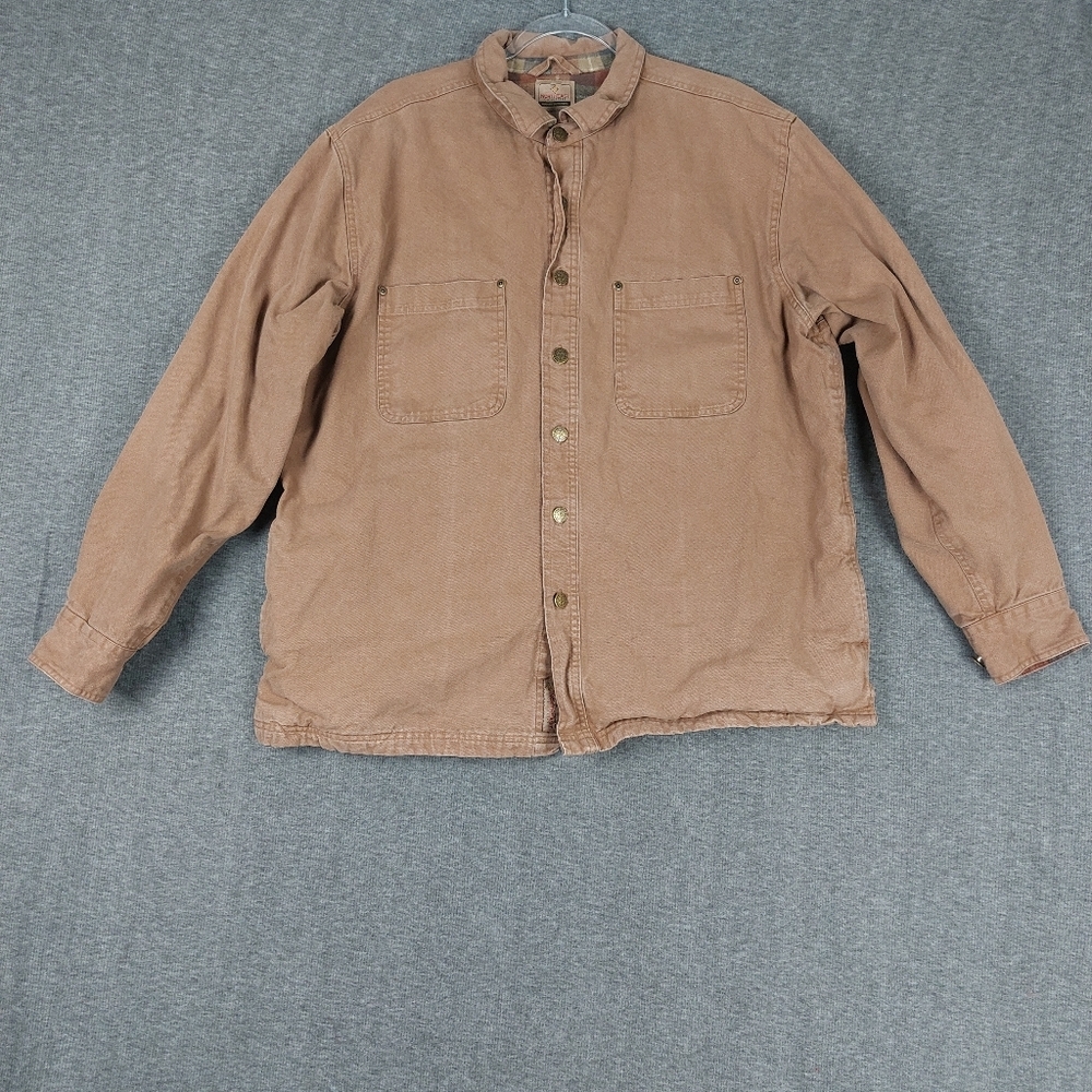 NORTHEAST OUTFITTERS MEN BROWN FLANNEL BLANKET LINED SHACKET JACKET CHORE COAT L